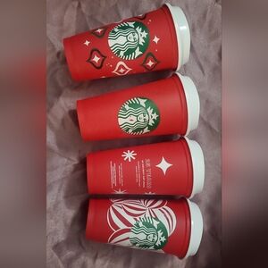 Starbucks Festive Red and White Party Cups